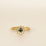 14k Gold Sapphire and Diamond Ring - SIZE 6.5