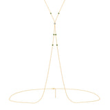 14k Solid Gold Emerald / Aquamarine Body Chain