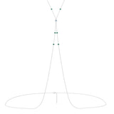 14k Solid Gold Emerald / Aquamarine Body Chain