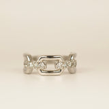 925 Sterling Silver and Diamond Chain Ring - SIZE 7