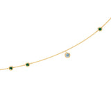 14k Solid Gold Emerald / Aquamarine Waist Chain