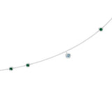 14k Solid Gold Emerald / Aquamarine Waist Chain