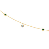 14k Solid Gold Emerald / Aquamarine Waist Chain