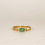 14k Gold Emerald Shrimp Ring - SIZE 5.75