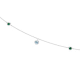 14k Solid Gold Emerald / Aquamarine Waist Chain