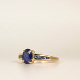 14k Gold and Blue Stone Ring - SIZE 5.75