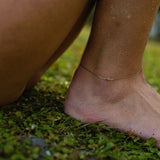 14k Solid Gold Aquamarine Anklet