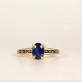 14k Gold and Blue Stone Ring - SIZE 5.75