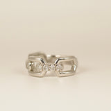 925 Sterling Silver and Diamond Chain Ring - SIZE 7
