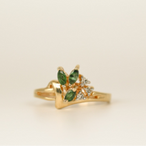 14k Gold Emerald and Diamond Ring - SIZE 6