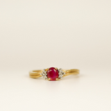 10k Gold Ruby and Diamond Ring - SIZE 7
