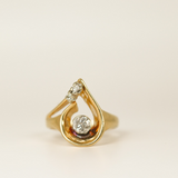14k Yellow Gold Diamond Swirl Ring - SIZE 6.5