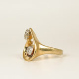 14k Yellow Gold Diamond Swirl Ring - SIZE 6.5