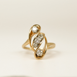 14k Yellow Gold Diamond Bypass Ring - SIZE 6