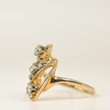 14k Yellow Gold Diamond Bypass Ring - SIZE 6