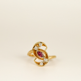 14k Gold Ruby & Diamond Ring - SIZE 5