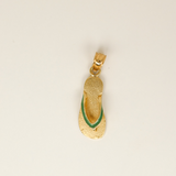 14k Yellow Gold and Green Flip Flop Charm